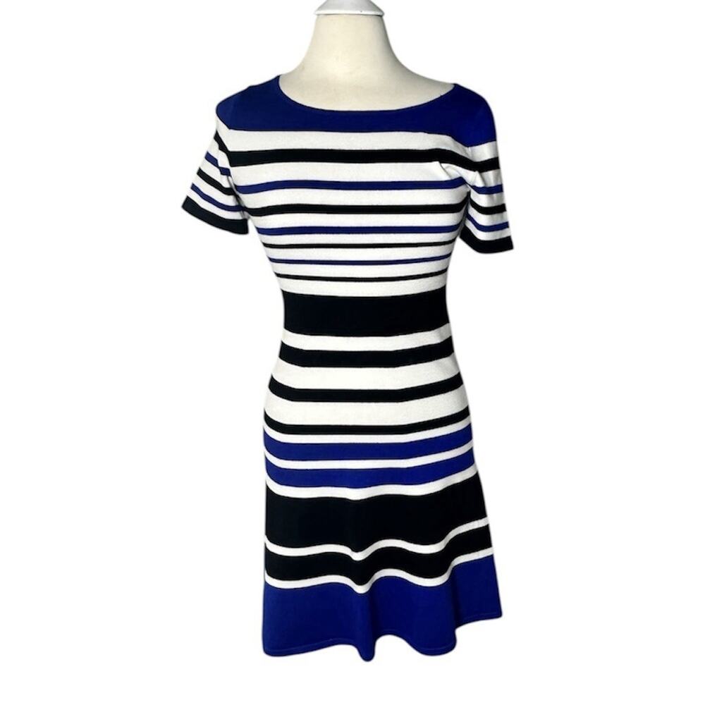 BCBG Max Azaria Emmalie Striped Sweater Dress Mini Knit A-Line Size S